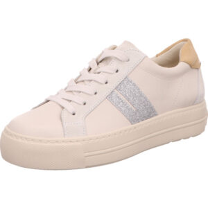 Paul Green Damenhalbschuh weiß mit beige und silber und plateausohle