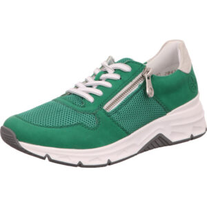 Rieker Damen Sneaker mit Reißverschluß seitlich in grün mit heller Sohle