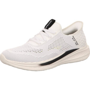 Skechers slade quinto Herren Halbschuh weiß mit schwarz slipper mit slip in und heller Sohle