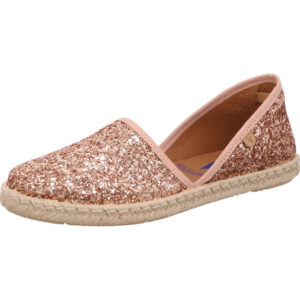 Verbenas Damen slip in rosé Glitzer mit brauner Sohle