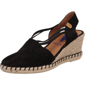 Verbenas Damen slip in mit Keil schwarz mit brauner Sohle