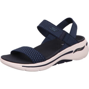Skechers Damensandale blau mit oben einem Klett und heller Sohle