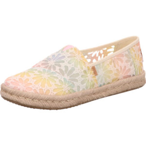Toms slip in Regenbogen mit weißem Netz und beiger Sohle