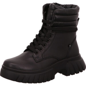 Rieker Damen hoher Winterschuh komplett schwarz und robuster Sohle