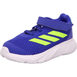 Adidas Kinderschuh Duramo SL blau mit gleben Streifen und weißer Sohle