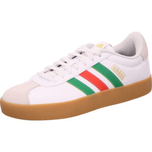Adidas VL Court 3.0 Kindersneaker eiß mit rot grünem Streifen und Gum Sohle