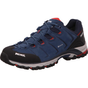Meindl Bristol GTX halber herren Wanderschuh blau schwarz rot und heller sohle