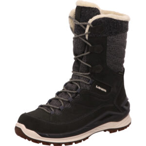 Lowa Barina Evo GTX Damenschuh Stiefel hoch anthrazit mit weißer Sohle und hellem Fell mit gore-tex