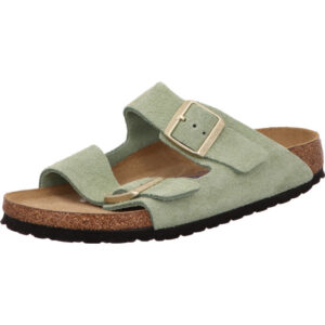 Birkenstock Arizona zwei Schnallen hellgrün Nubukleder