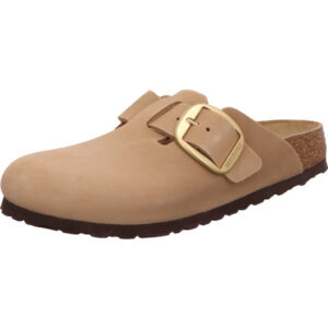 Birkenstock Boston Big Buckle Clogs große Dornschnalle sand Nubukleder