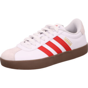 Adidas VL Court 3.0 Kindersneaker weiß mit roten Streifen und Gum Sohle