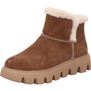 Rieker Damen Winterschuh beige mit Fell und robuster Sohle