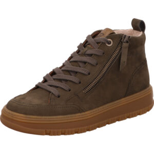Paul Green Damen Halbhoher Schuh braun nubuk mit hellbrauner Sohle