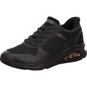 Skechers tres air uno Damenhalbschuh mit offener Dämpfung komplett schwarz