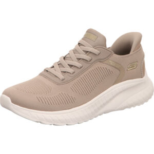 Skechers Bobs squad chaos Damenhalbschuh schnürer beige mit heller Sohle