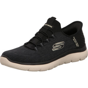Skechers summits key pace Herrenhalbschuh slipper blau schwarz un heller Sohle mit Slip in