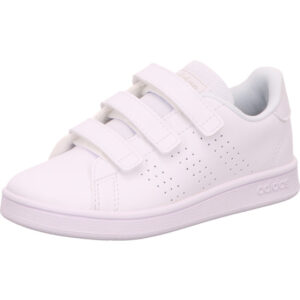 Adidas Advantage cf C Kinder Sneaker wieß mit 3 Klettverschlüsse und weiße Sohle