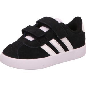 Adidas VL Court 3.0 CD Kinder Sneaker mit zwei Klett schwarz mit weißen Streifen und weißer Sohle