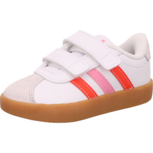 Adidas VL Court 3.0 Kindersneaker weiß mit rot pink Streifen und Gum Sohle