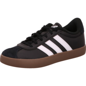 Adidas VL Court 3.0 Kindersnaeker schwarz mit wißen Streifen und Gumsohle