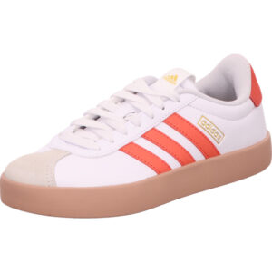 Adidas VL Court 3.0 Kindersneaker weiß mit roten Streifen und Gum Sohle