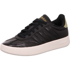 Adidas Sneaker Barreda schwarz mit schwarzen Streifen und hinten goldkappe und weiße Sohle