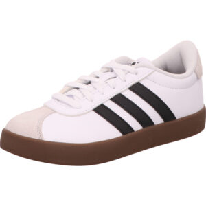 Adidas VL Court 3.0 Kindersneaker weiß mit schwarzen Streifen und Gum Sohle