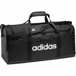 Schwarze Adidas Tasche mit weißem Adidas Logo und Tragehenkel