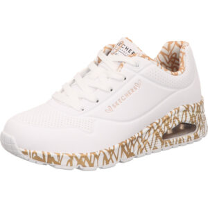 Skechers Uno loving love Damen Halbschuh mit offener Dämpfung weiß mit goldenen Herzen