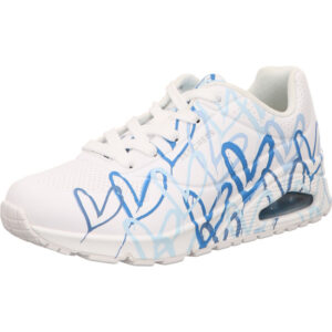 Skechers uno spread the love Damenhalbschuh mit offener Dämpfung und bleuen Herzen