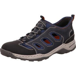 Rieker halboffener Herrenschuh grau blau und heller Sohle