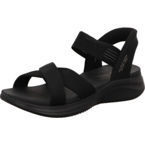 Skechers ultra flex damen Sandale oben ein klett und komplett schwarz