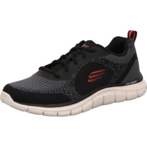Skechers track glendor Herrenhalbschuh schnürer gau schwarz mit rot und heller Sohle