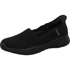 Skechers seager believe Damen slipper komplett schwarz