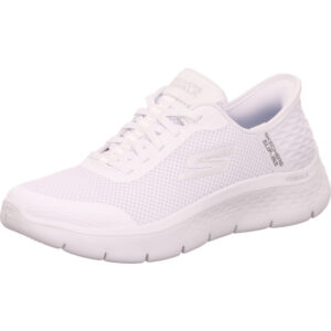Skechers go walk flex Damenhalbschuh slipper mit felxiblem Schnürer und komplett weiß