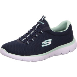 Skechers summits Damenhalbschuh slipper blau mit türkis und heller Sohle