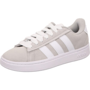 Adidas Grand Court Alpha Sneaker grau mit weißen Streifen und helle Sohle