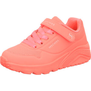 Skechers Uno lite Kinderschuh komplett pink mit einem Klett