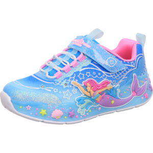 Skechers mermaid dreams Kinderschuh blau pink mit Meergungfrau und einem klett