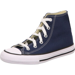 Converse Chuck Taylor Hi Kinder hoch blau mit weißen Schnürsenkel und weißer Sohle