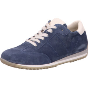 Paul Green Damen Sneaker blau nubuk mit heller Sohle und hellen Schnürsenkel
