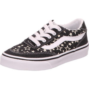 Vans Kinderschuh schwarz mit weißen Sternen und weißem Vans streifen