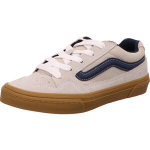 Vans Caldrone Kinder Halbschuh beige mit weißem Vans Streifen und gum sohle