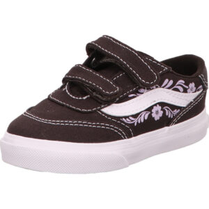 Vans Kinderschuh braun mit zwei Klett uns seitlich blumenmotiv