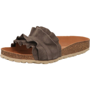 Verbenas Damen Sandalette grau mit brauner Sohle