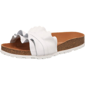 Verbenas Sandalette weiß mit Rüschen und brauner Sohle