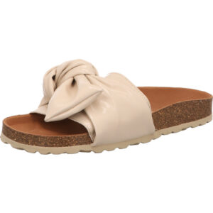 Verbenas Sandalette beige Lack mit brauner Sohle und Dekoschleife