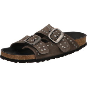 Verbenas Sandalette grau mit silber Nieten und brauner Sohle