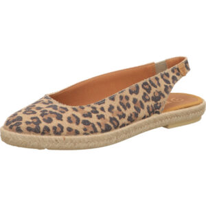Verbenas Damen slip in hinten offen Leoprint mit brauner Sohle