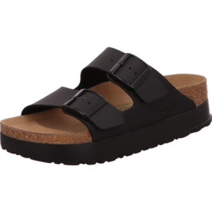 Birkenstock Arizona zwei Dornschnallen plateau schwarz Material Birkoflor